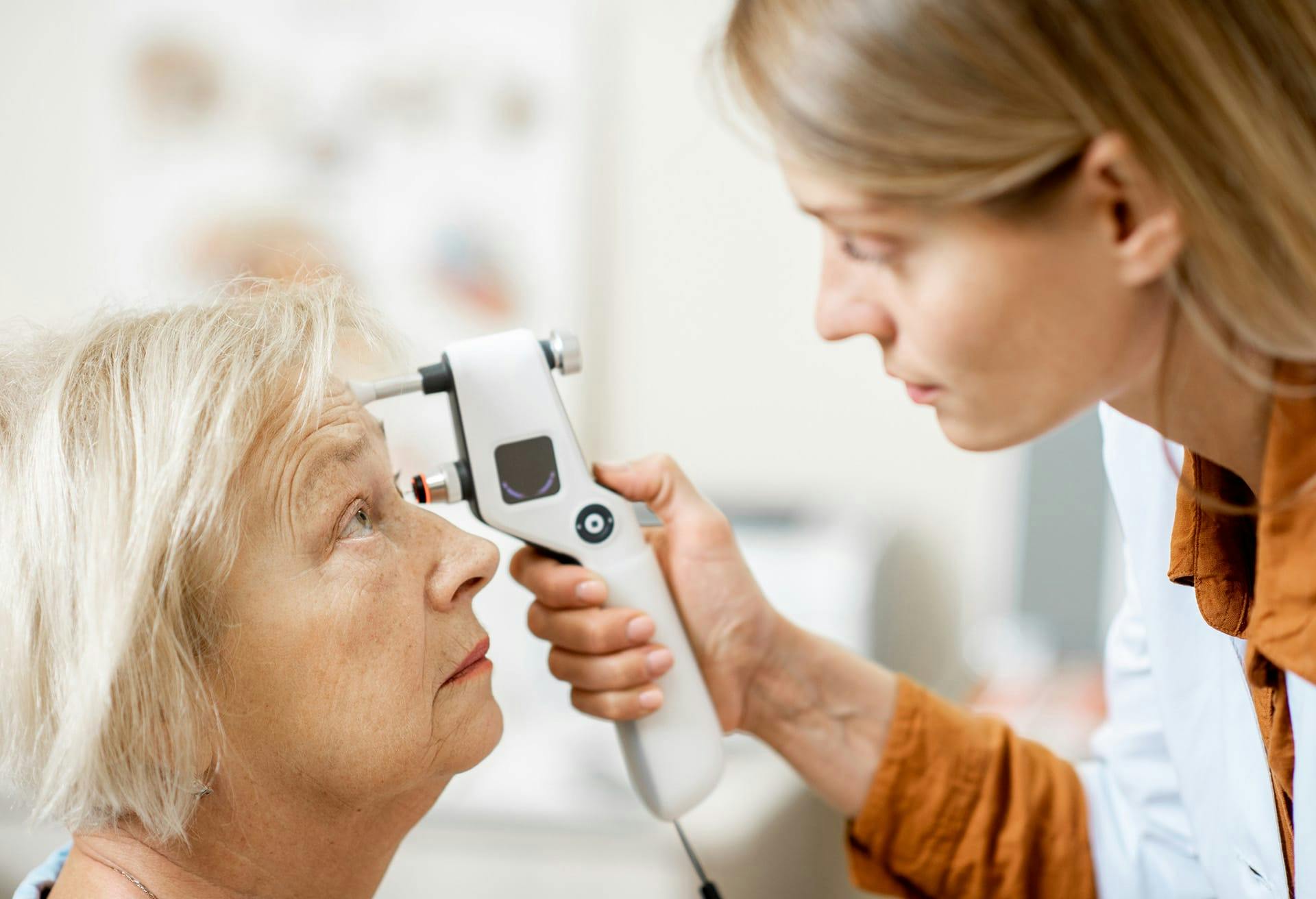 woman getting eye exam