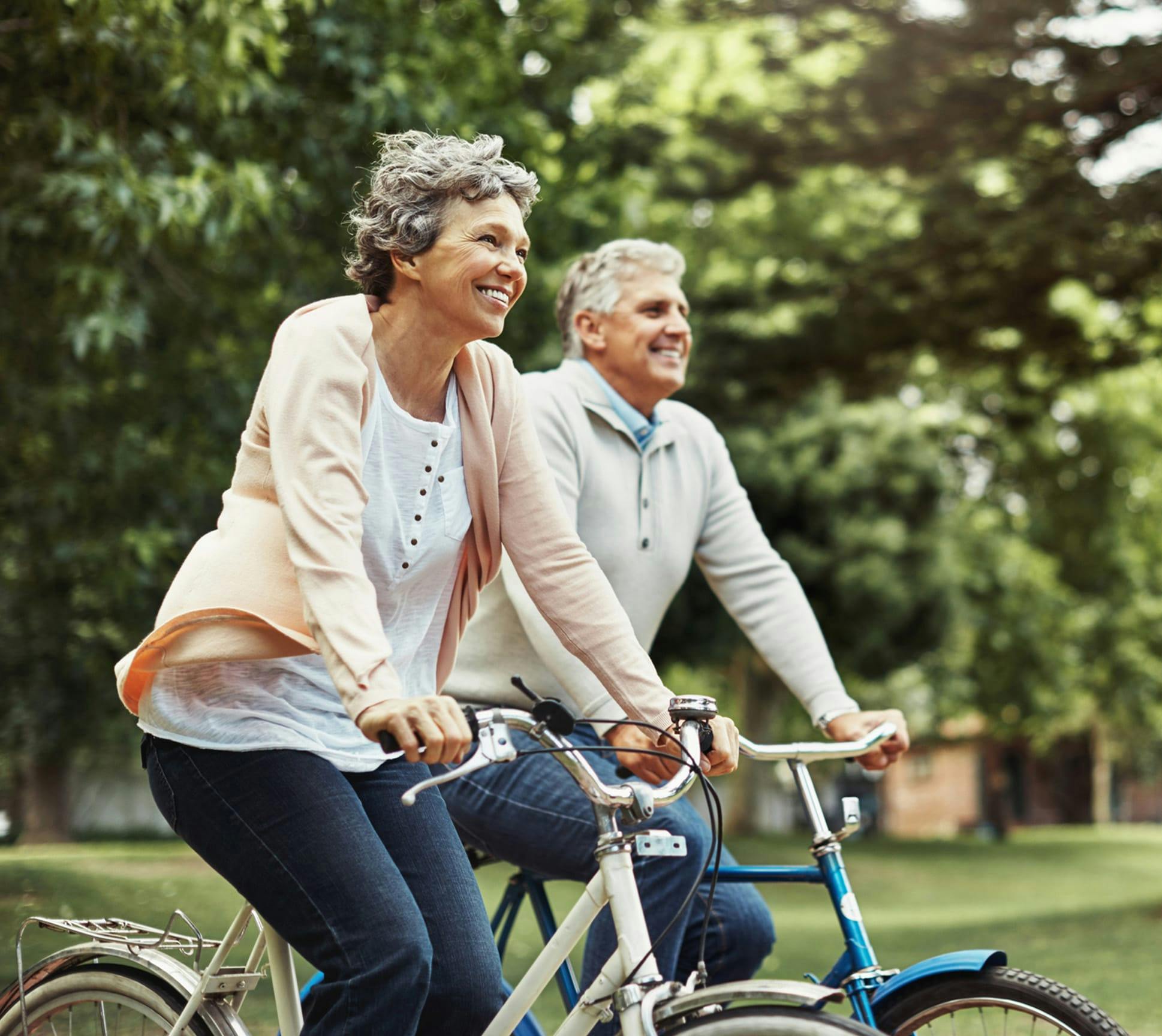 older couple riding bikes