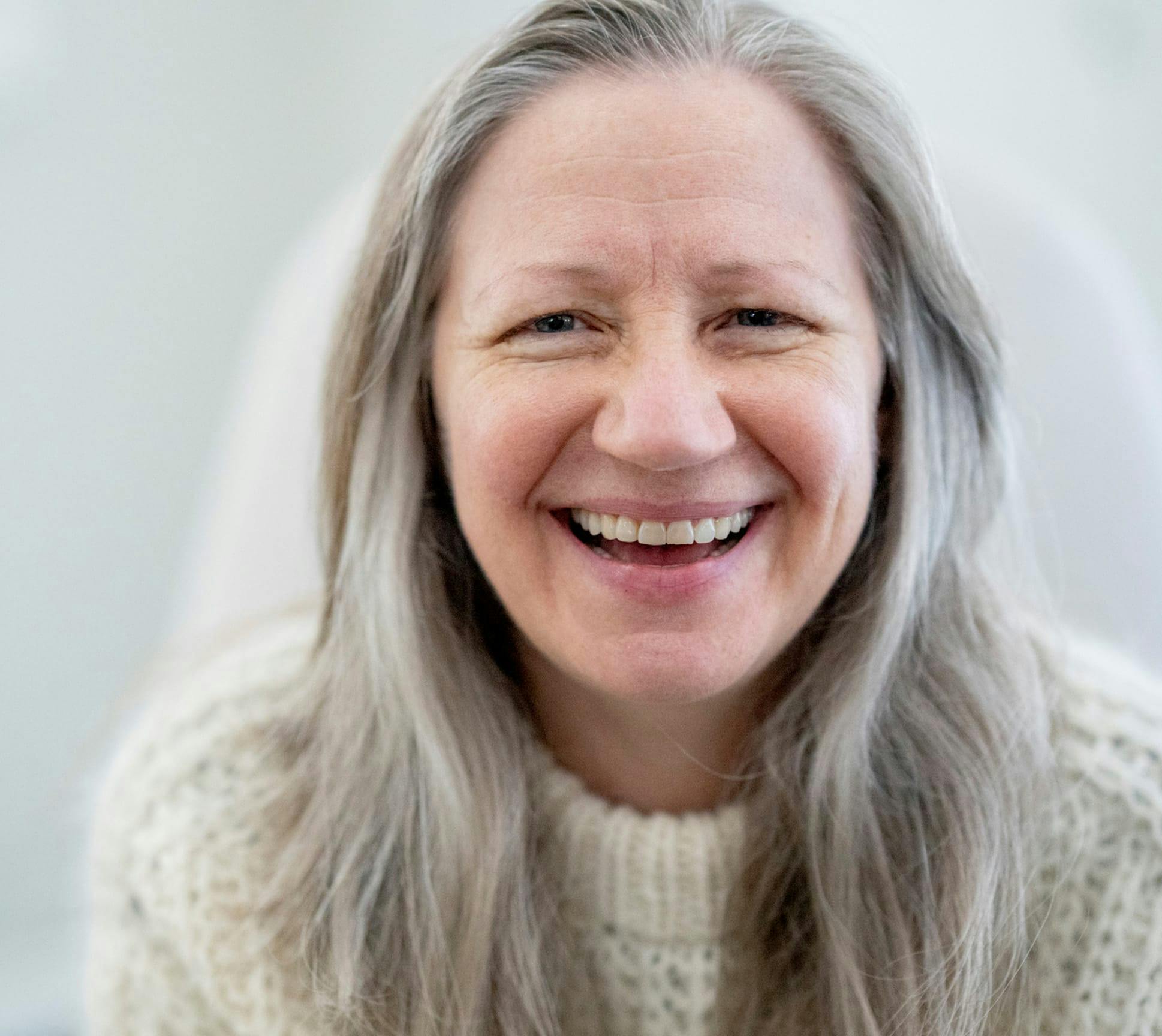 woman with long grey hair