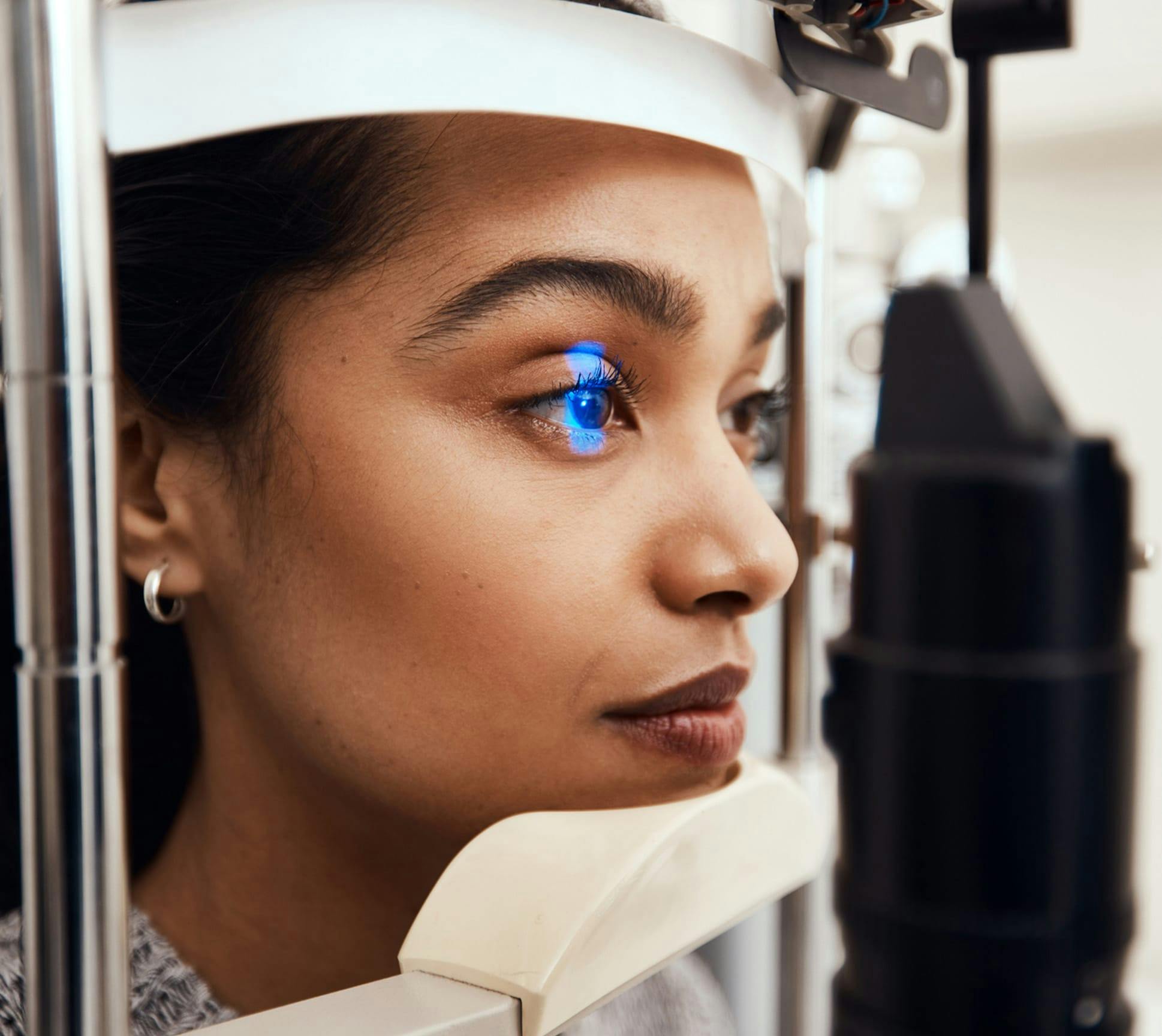 woman getting eye exam
