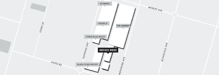Map of Archie Rose location