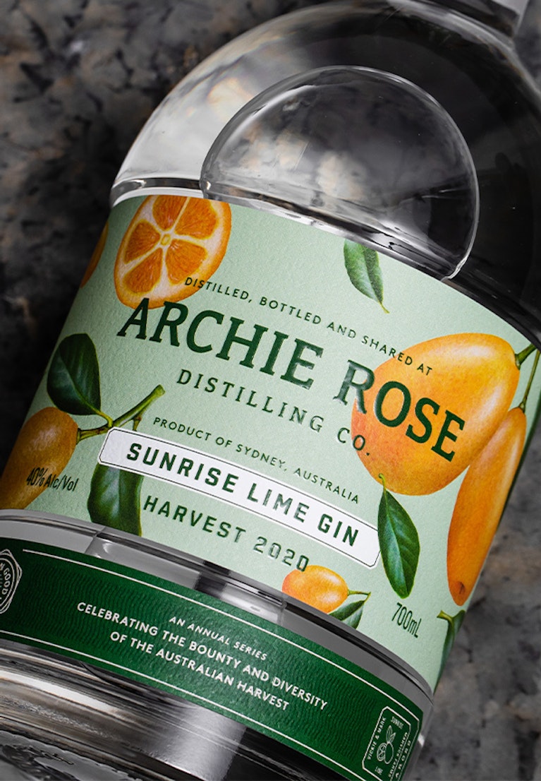 overhead-shot-of-archie-rose-sunrise-lime-gin-harvest-2020-front-label-close-up