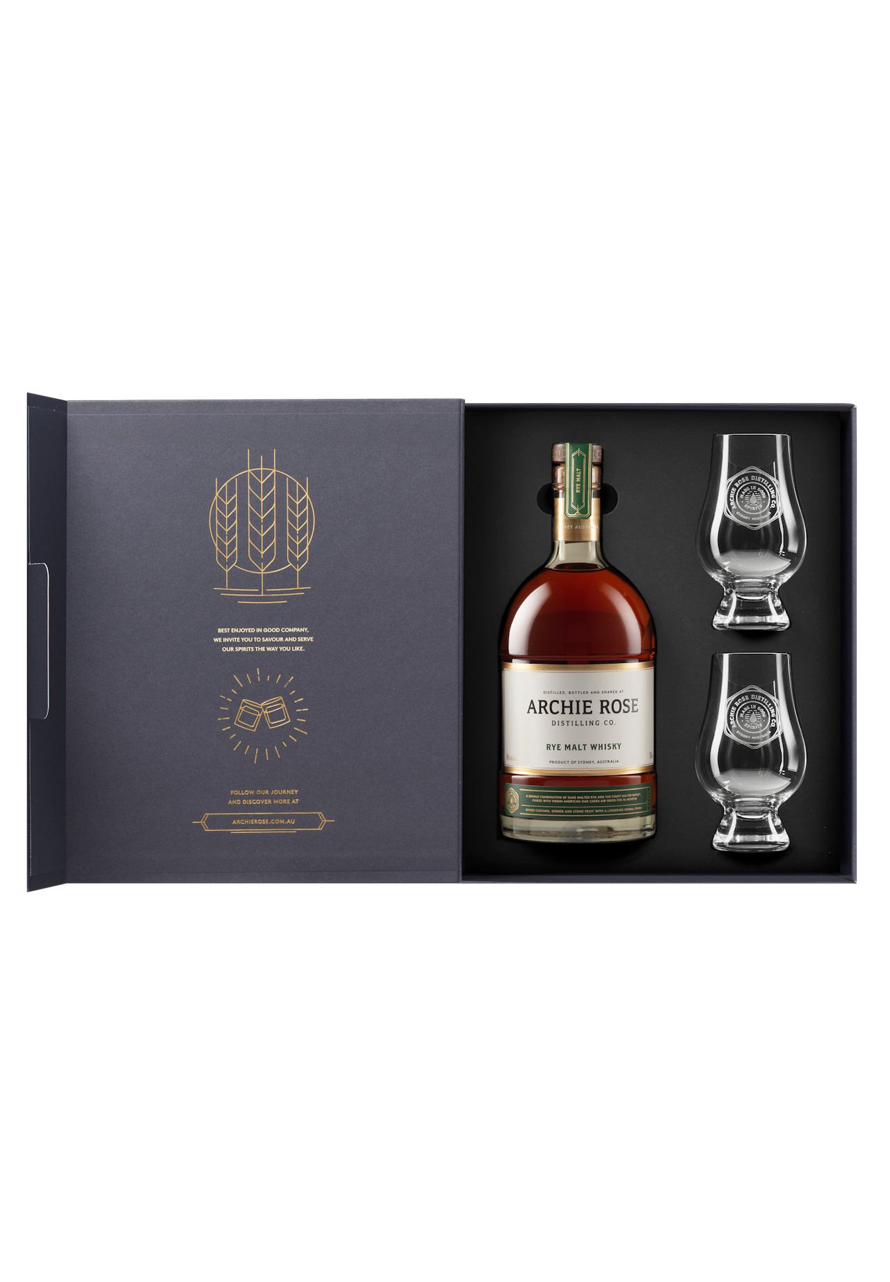 Rye Malt Whisky & 2 Glencairns Glasses Gift Pack