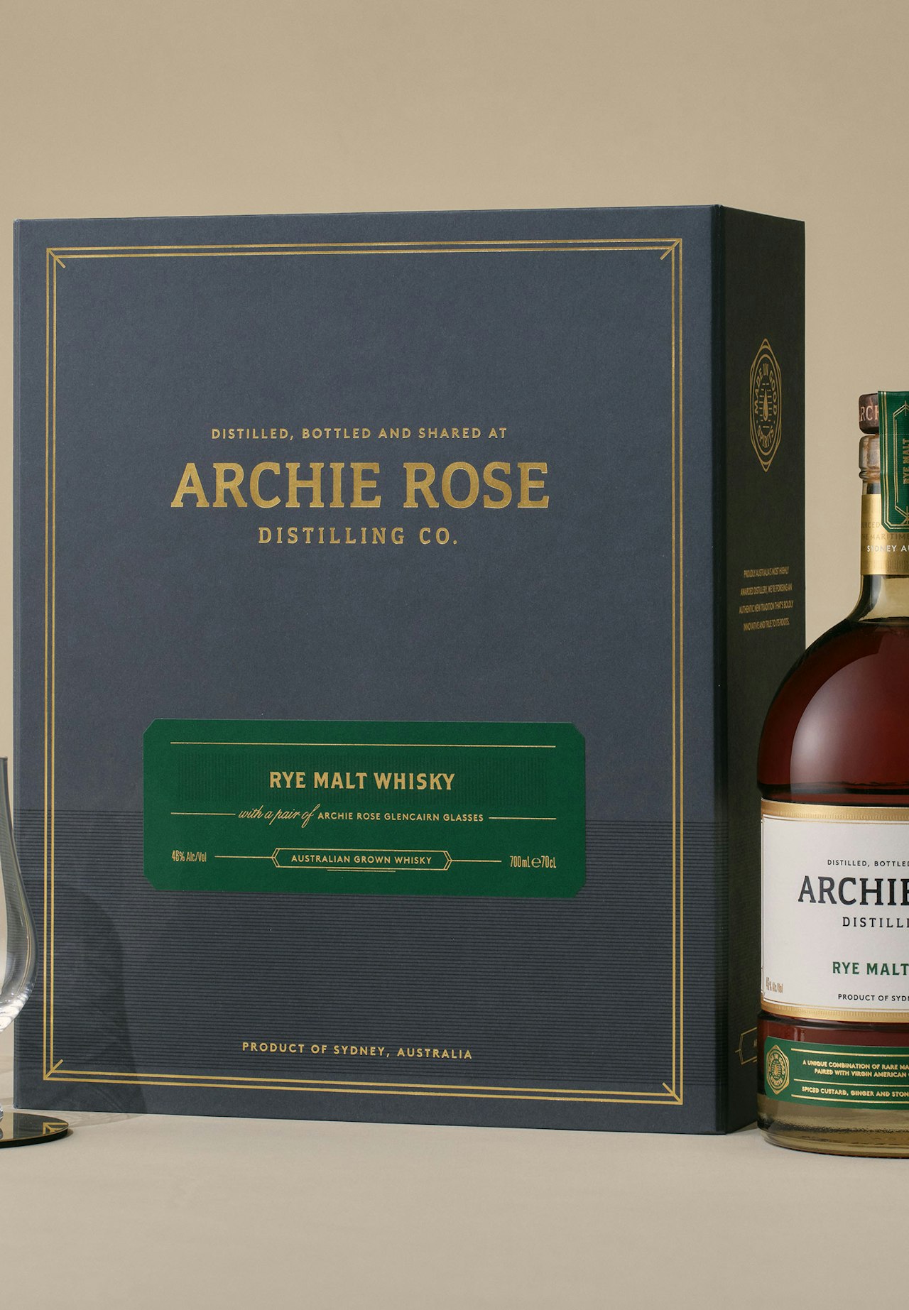 Rye Malt Whisky & 2 Glencairns Glasses Gift Pack