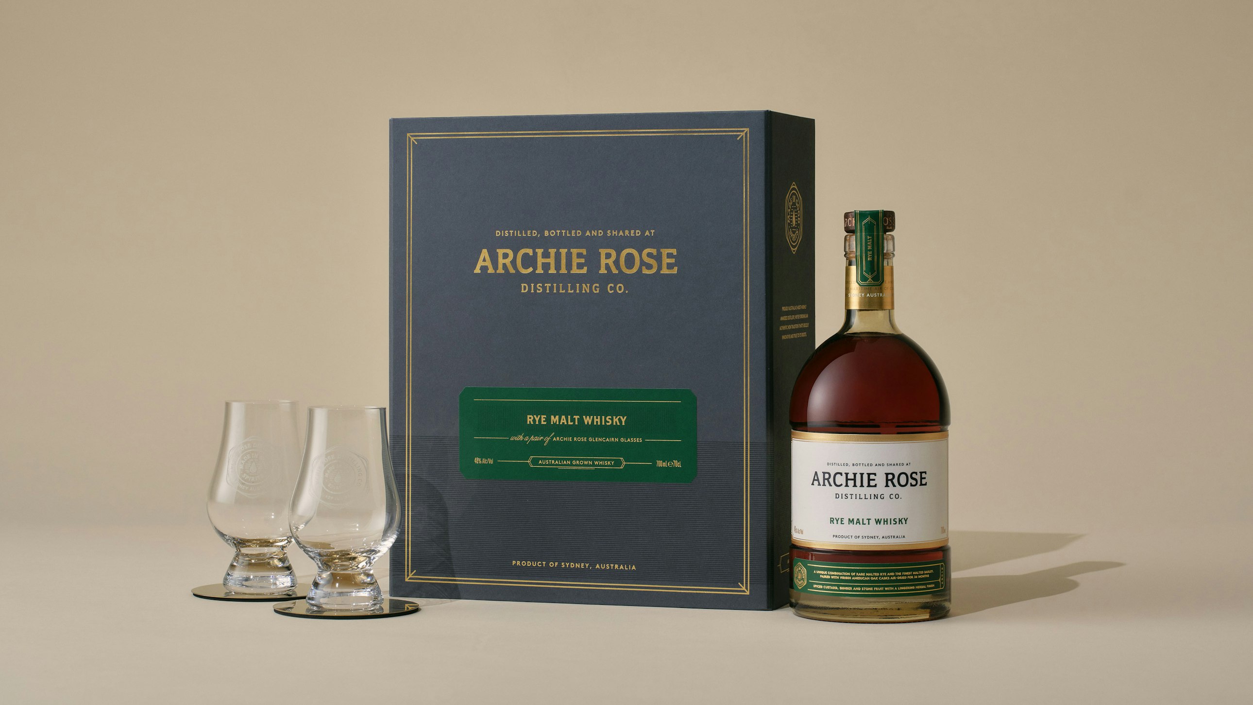 Rye Malt Whisky & 2 Glencairns Glasses Gift Pack