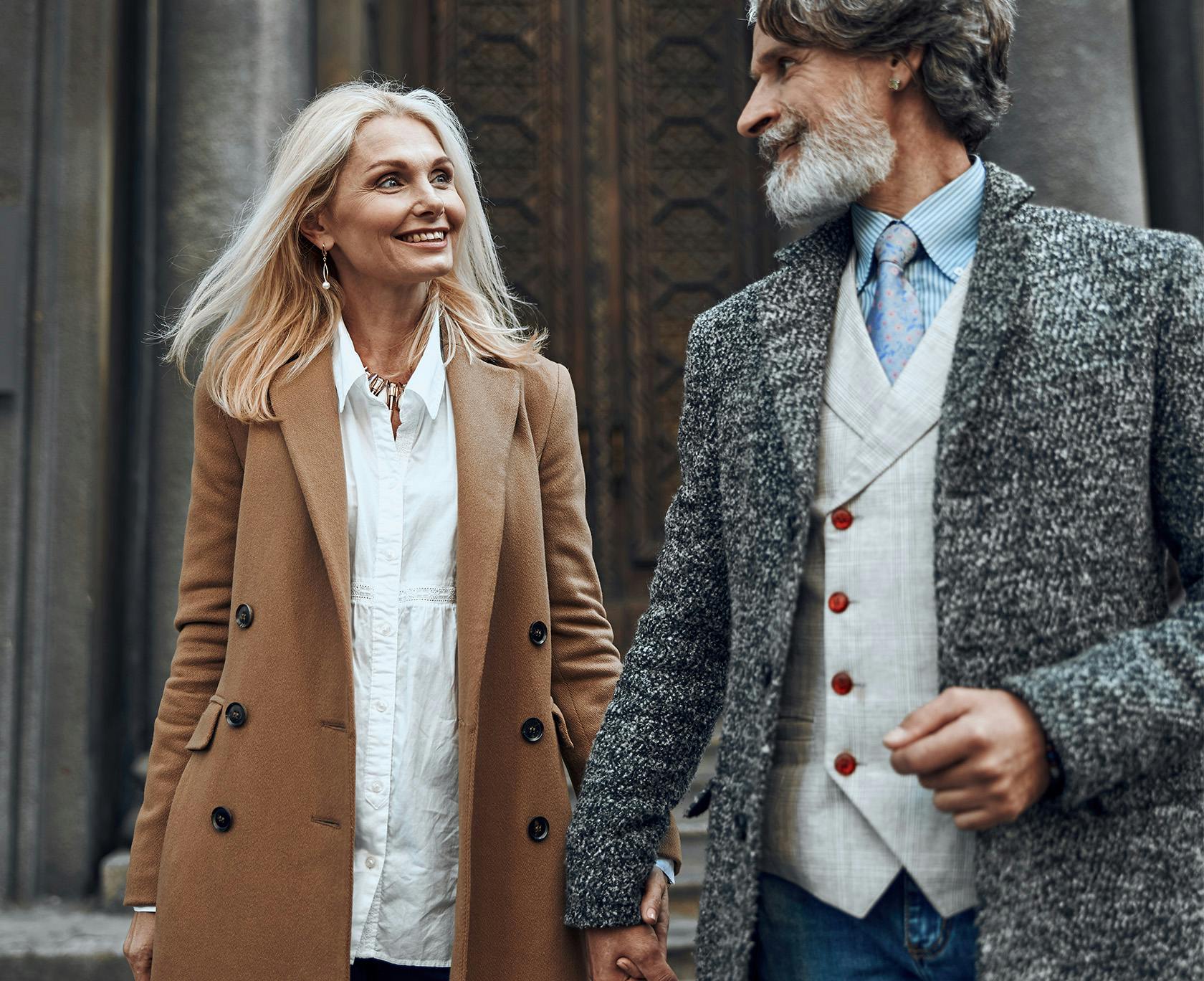 Older couple walking together