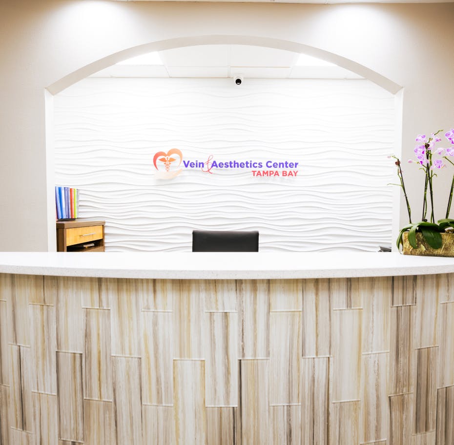 Close-up of the front desk of Vein & Aesthetics Center