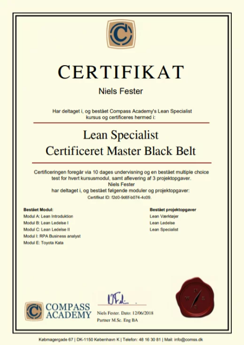 Lean specialist certificeret master black belt