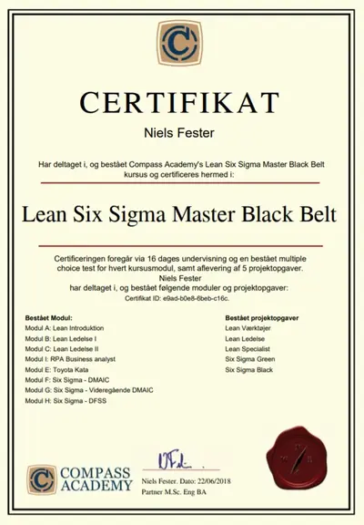 Lean six sigma master black belt certificeret