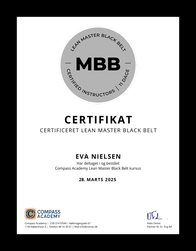 Lean Master Black Belt Cerfitikat fra Compass