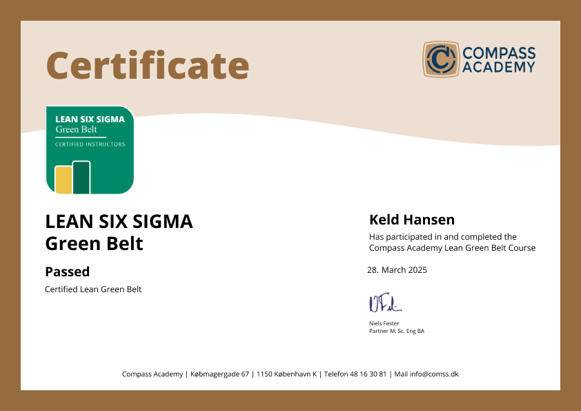 Lean GreenBelt Cerfitikat fra Compass