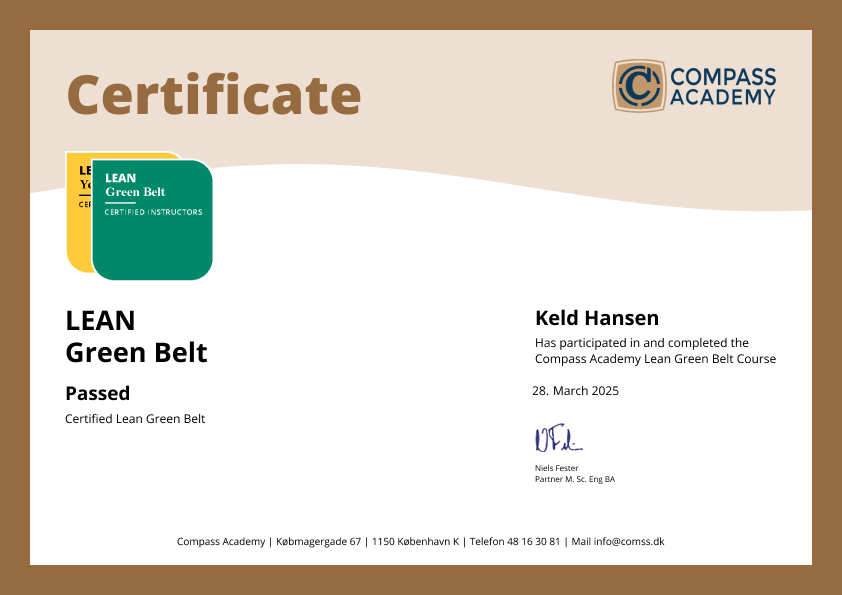 Lean GreenBelt Cerfitikat fra Compass