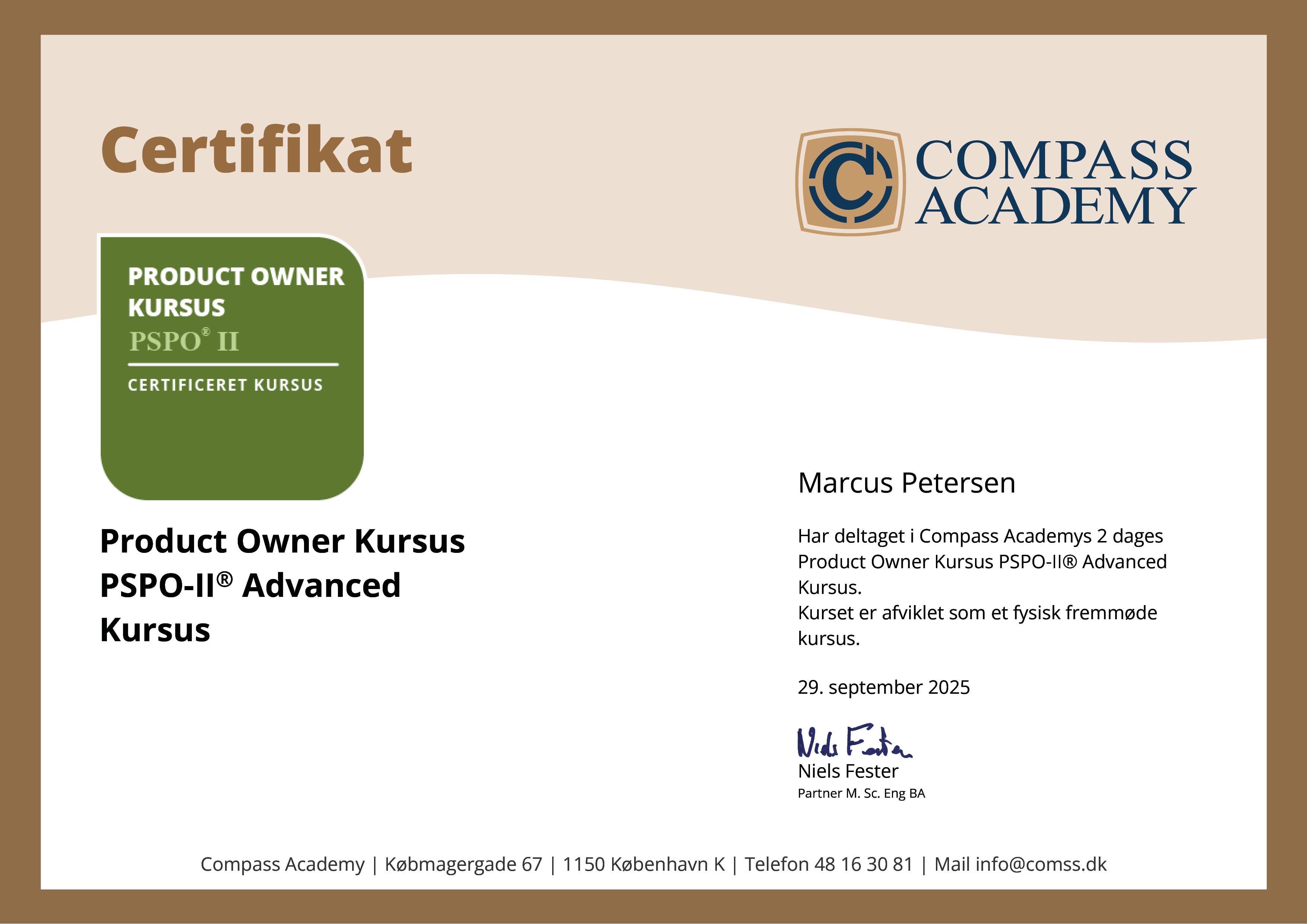 Product Owner Pspo II Certifikat