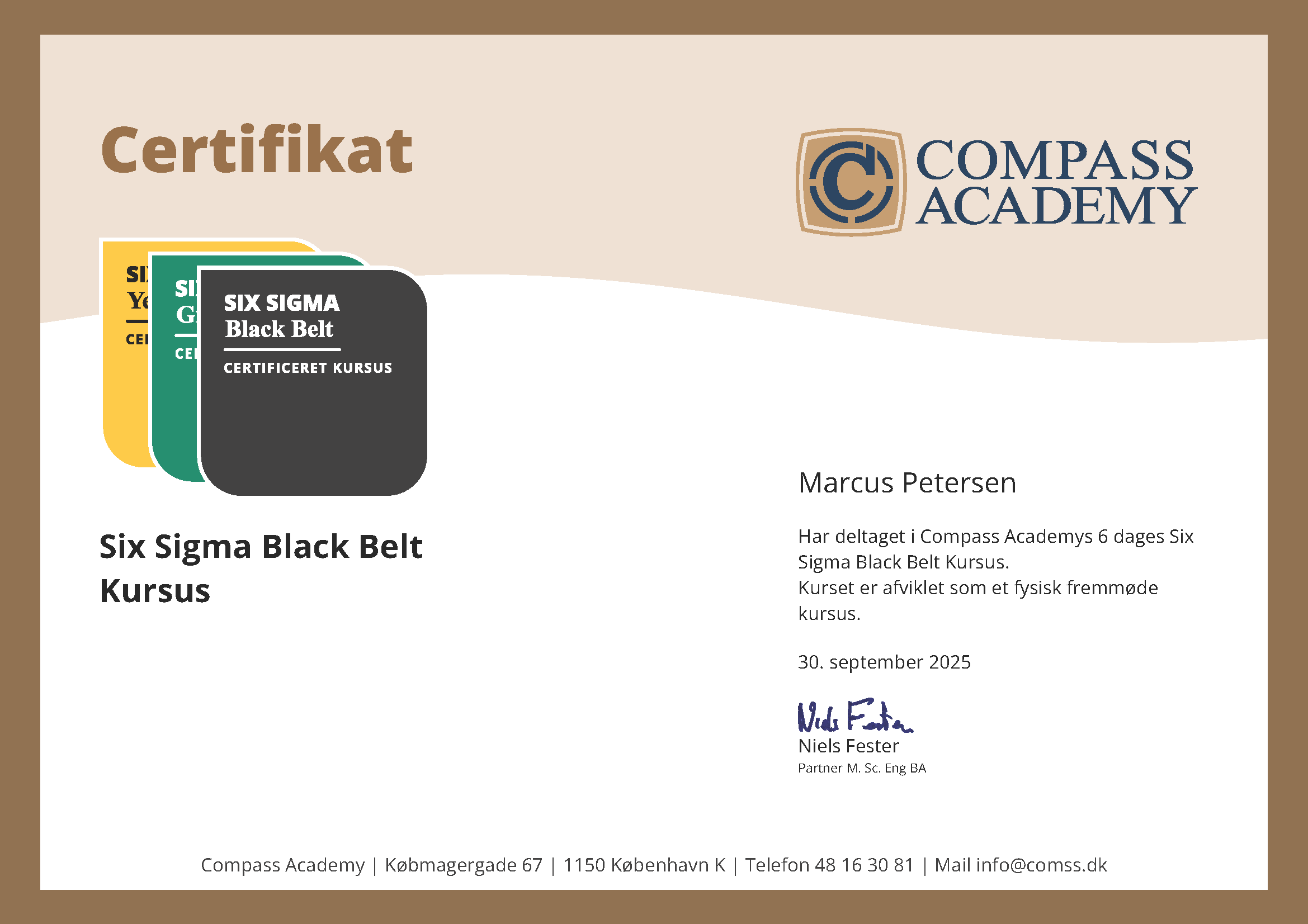 Six Sigma Black Belt Kursus Certifikat