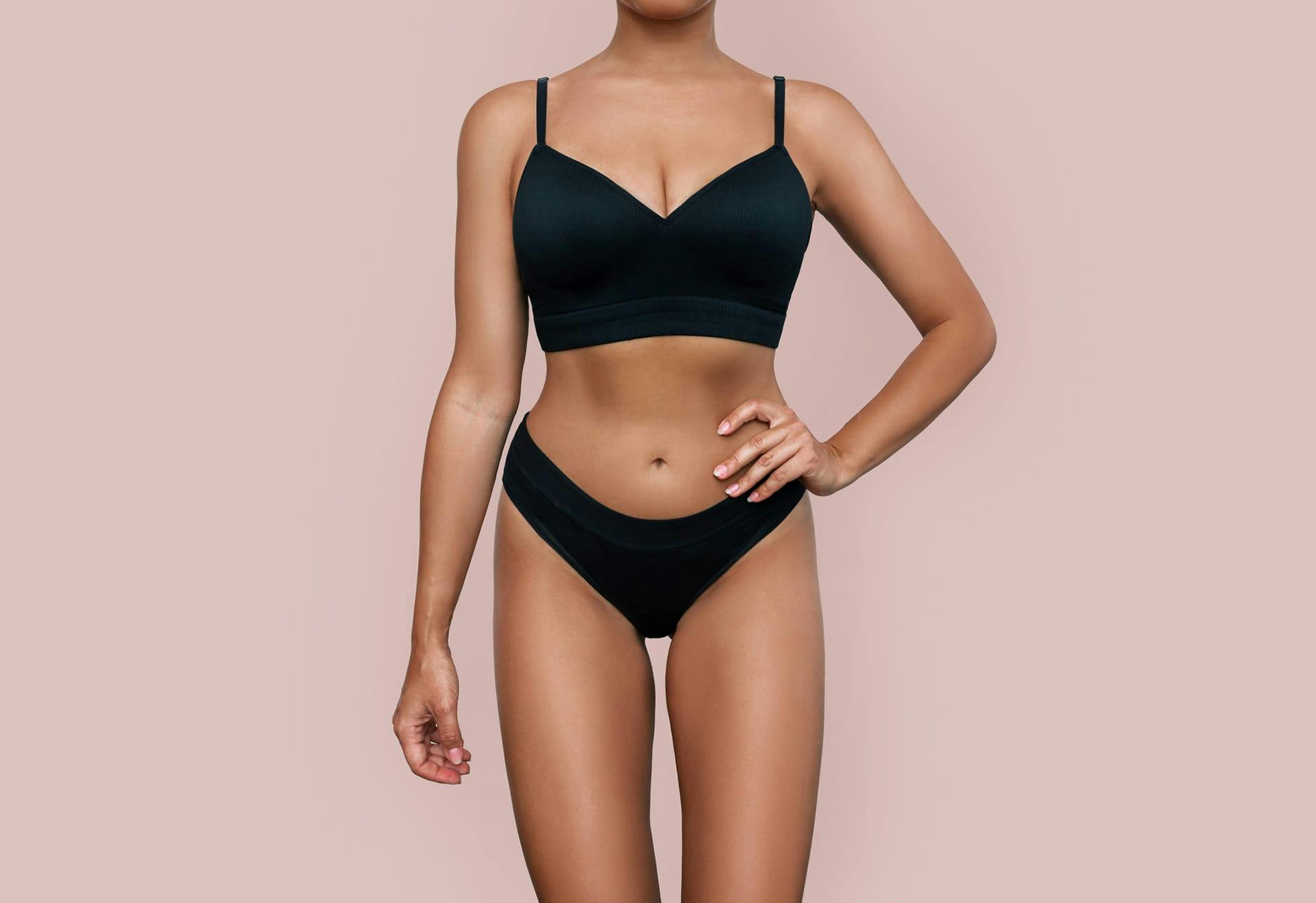 Woman in black underwear