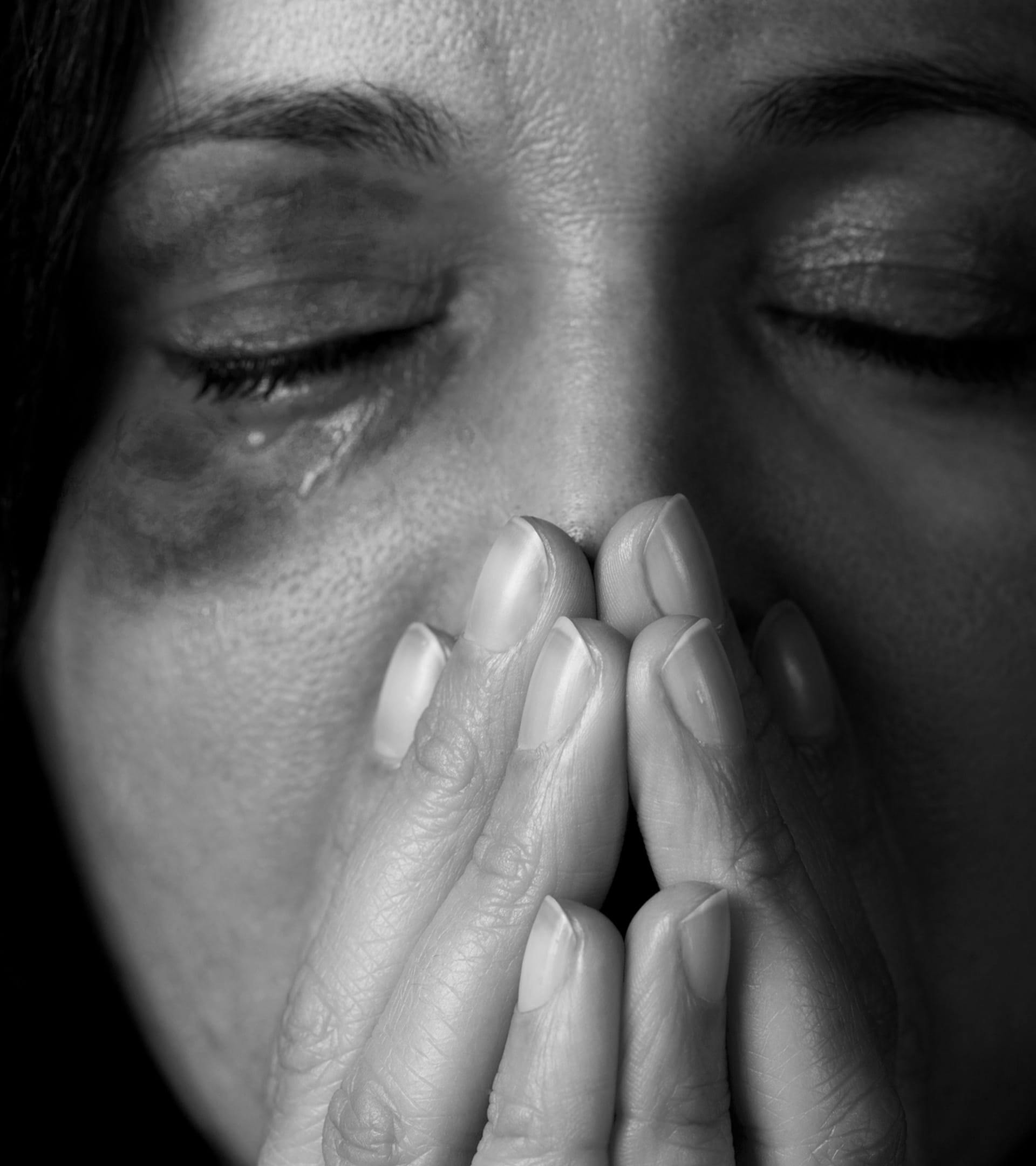 Woman crying.