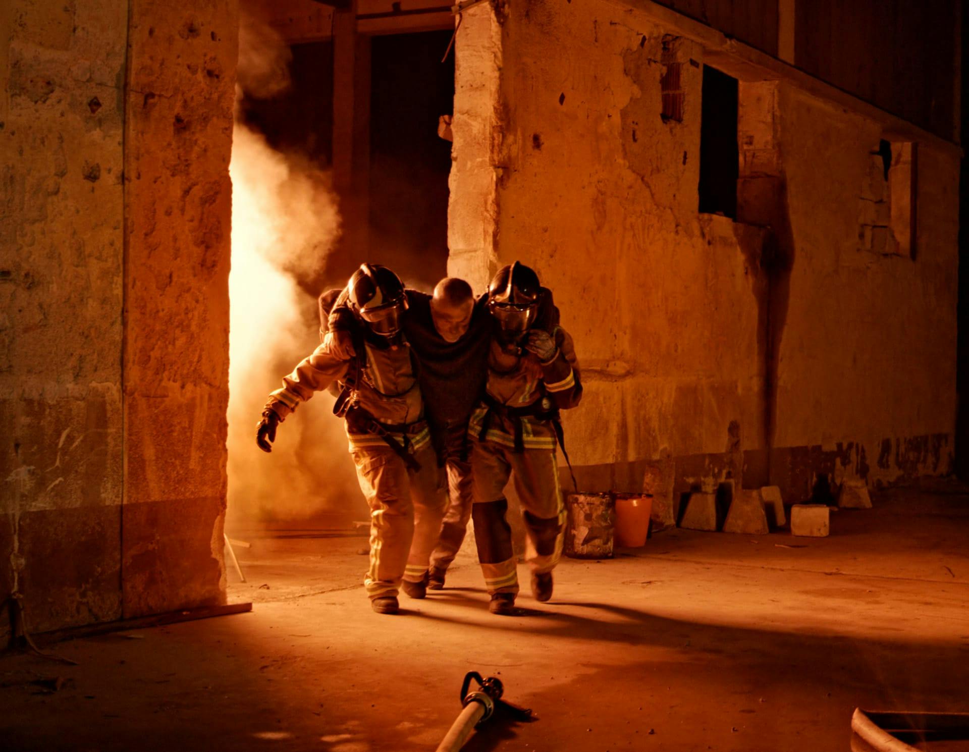 Firefighters rescuing man