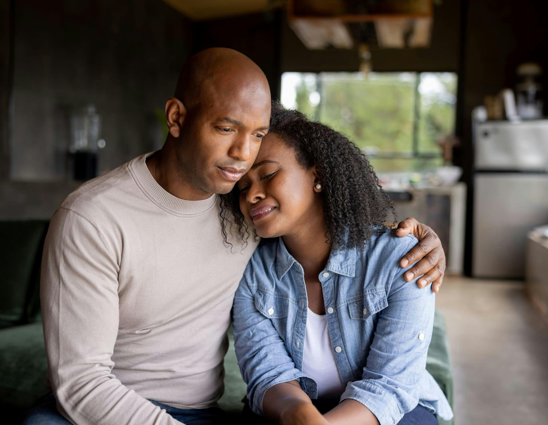 Couple embracing