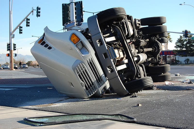 Overturned semi-truck.