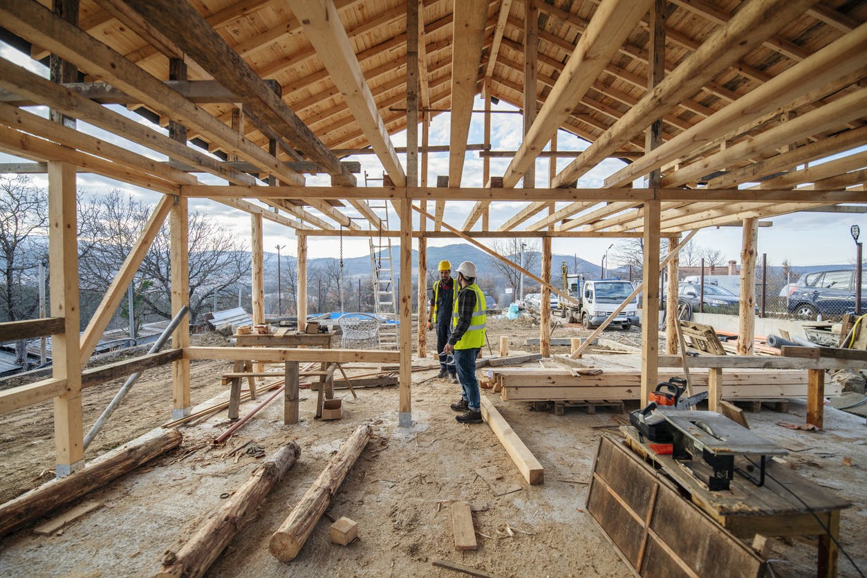 A house being built.