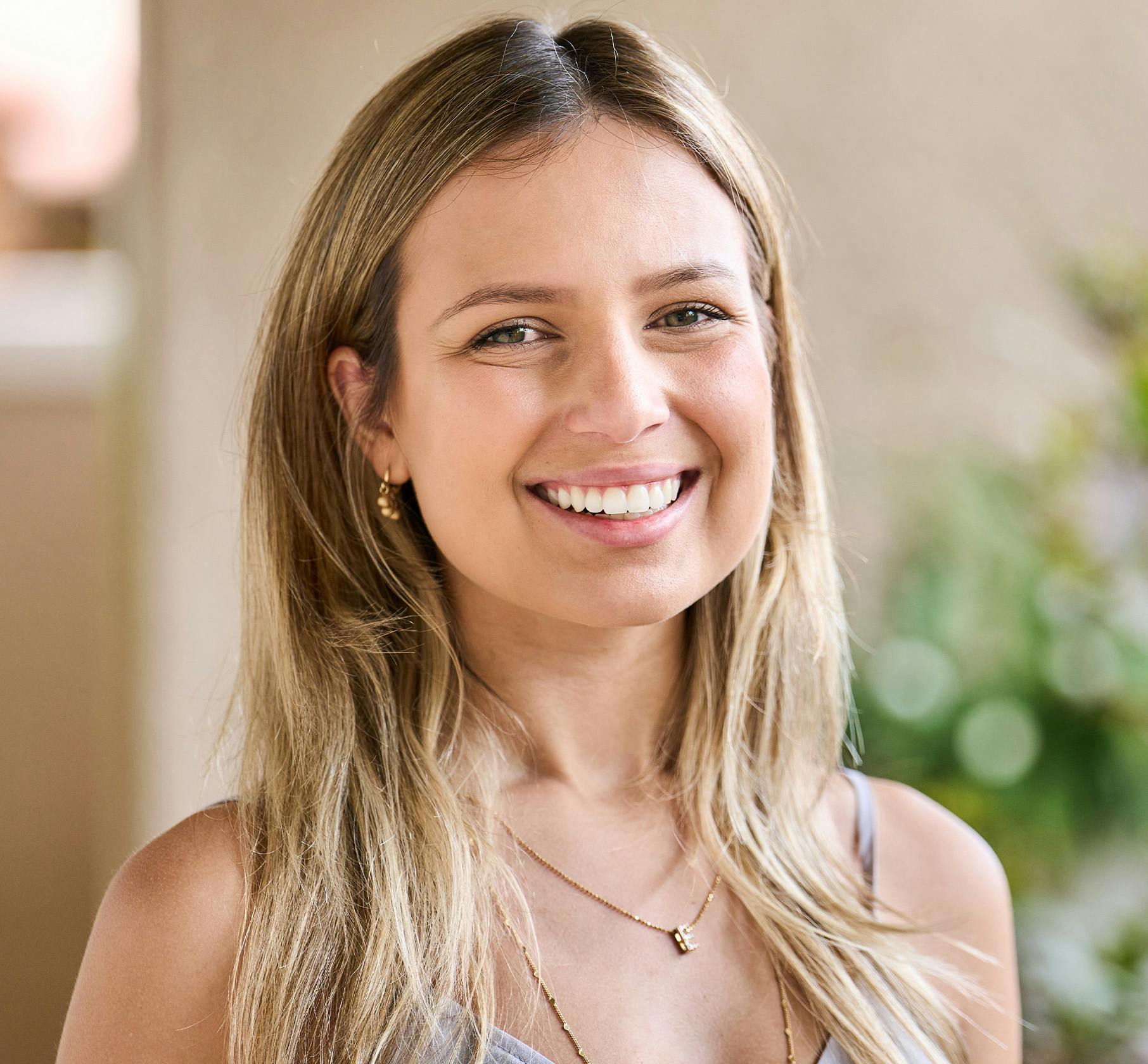 Blonde woman smiling