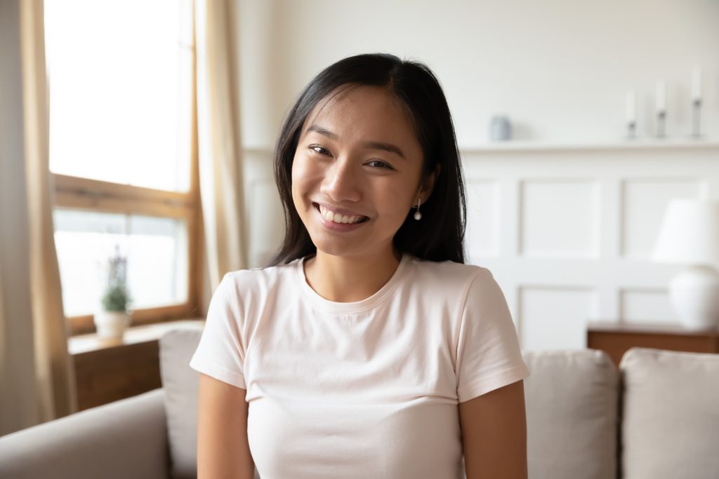 Woman in a white t-shirt