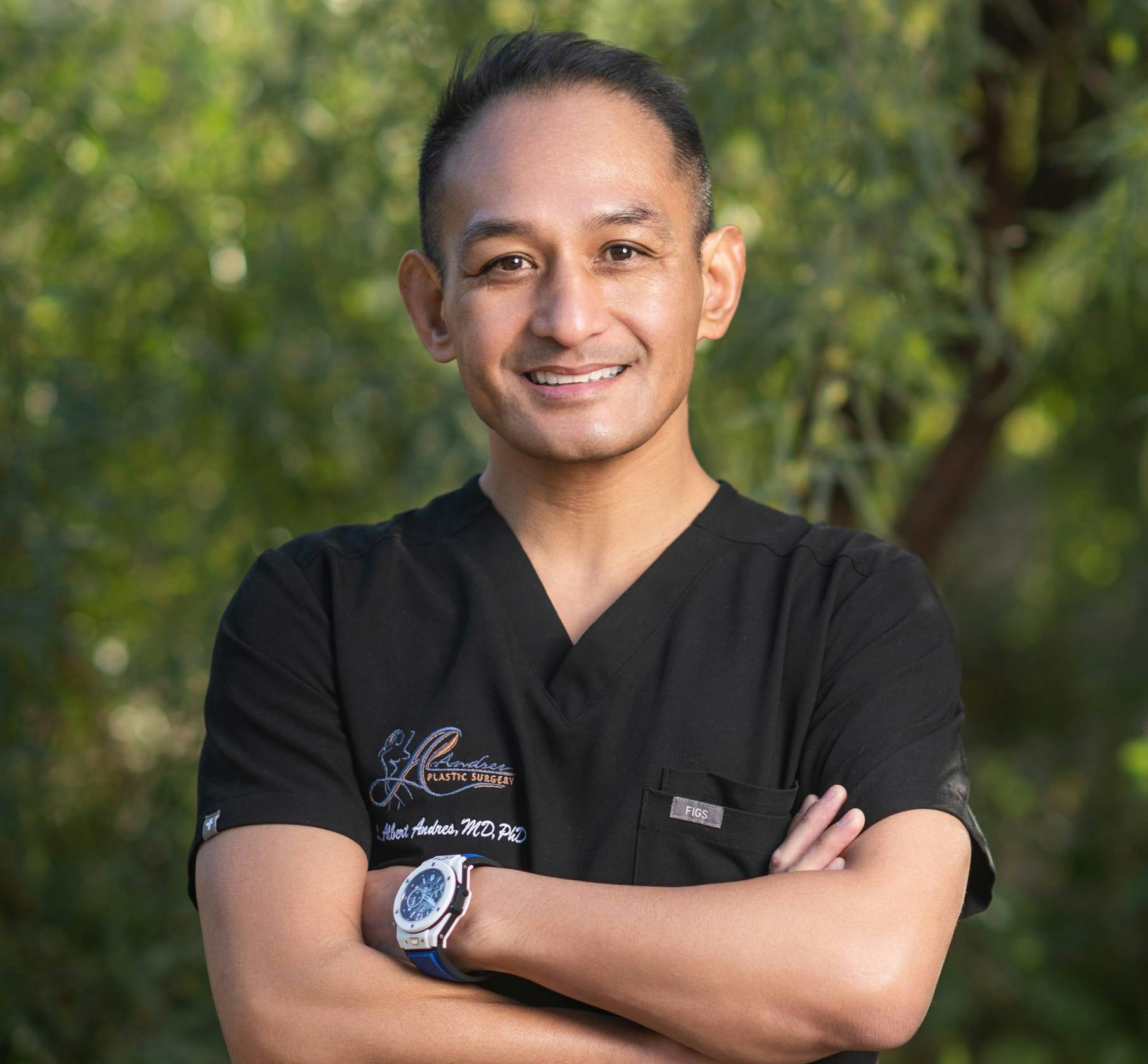 Dr. Andres standing outside