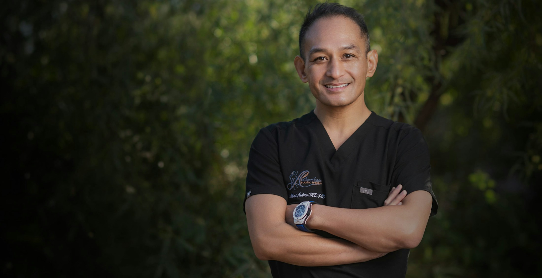 Dr. Andres in scrubs