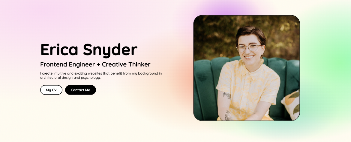 Screenshot of Personal Portfolio Homepage Hero