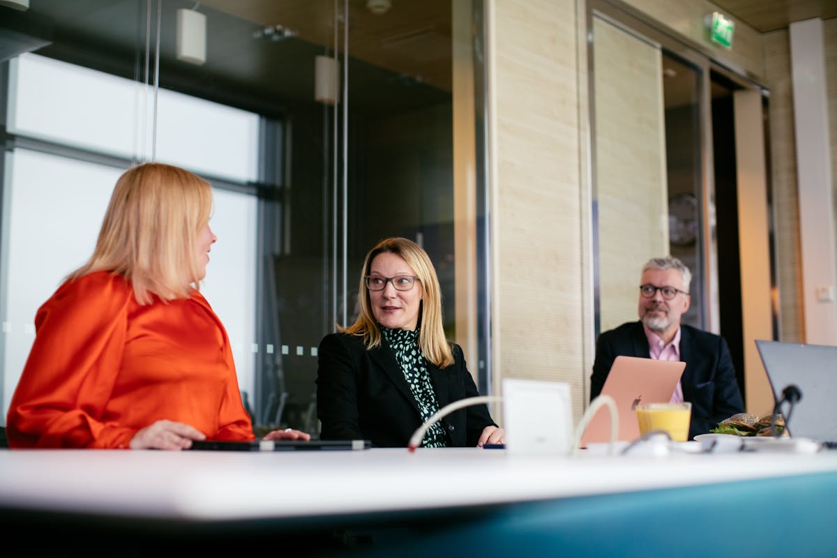 Consultants discussing in a meeting room