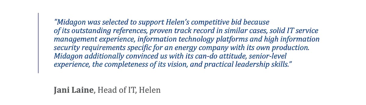 Helen IT services outsourcing case Midagon