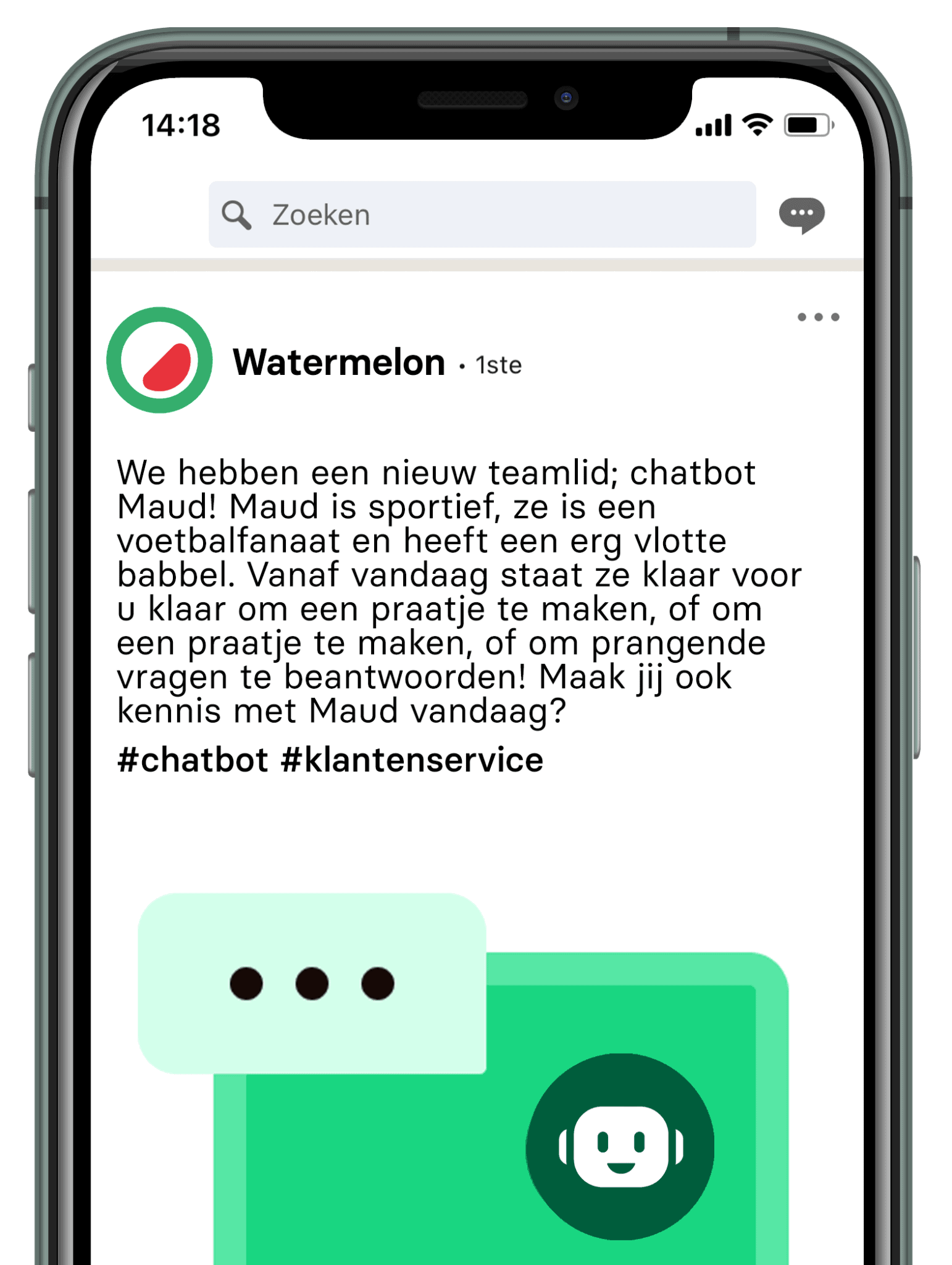 Contact met de chatbot zo menselijk mogelijk