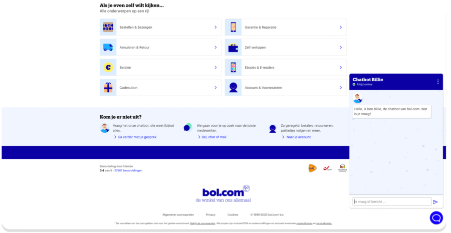 Chatbot Billy van bol.com