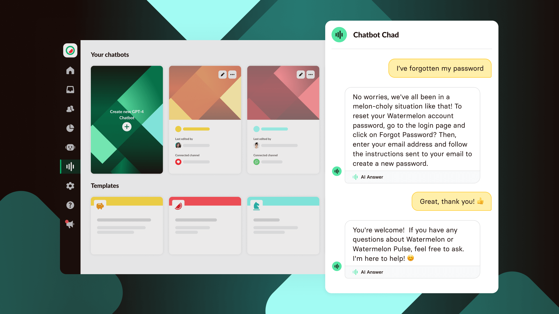 AI Chatbot example for customer service by Watermelon AI