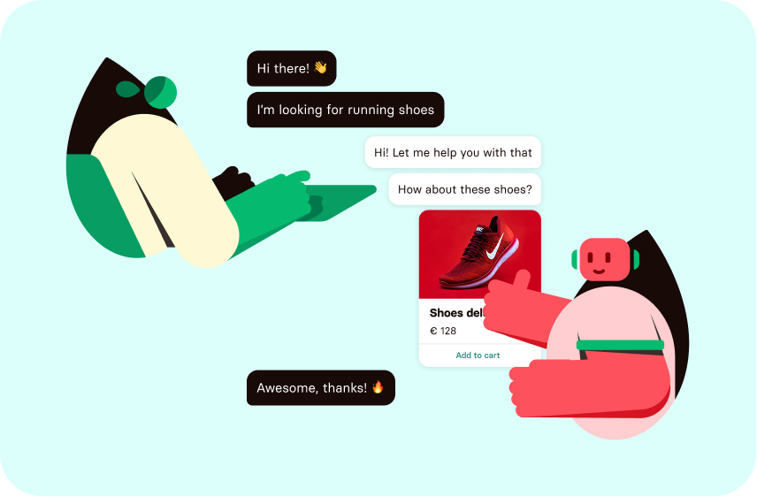 Human and AI agent chatting