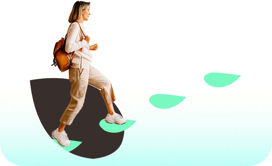 Human on stepping stones