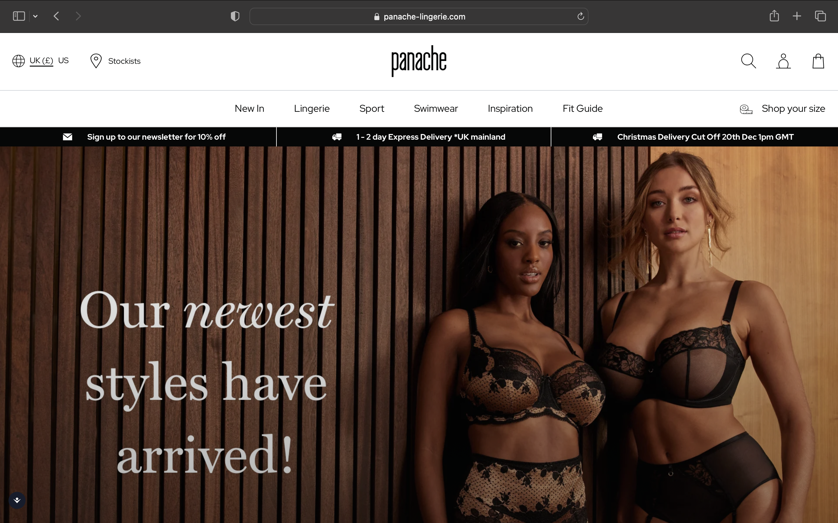 Panache Lingerie website screenshot