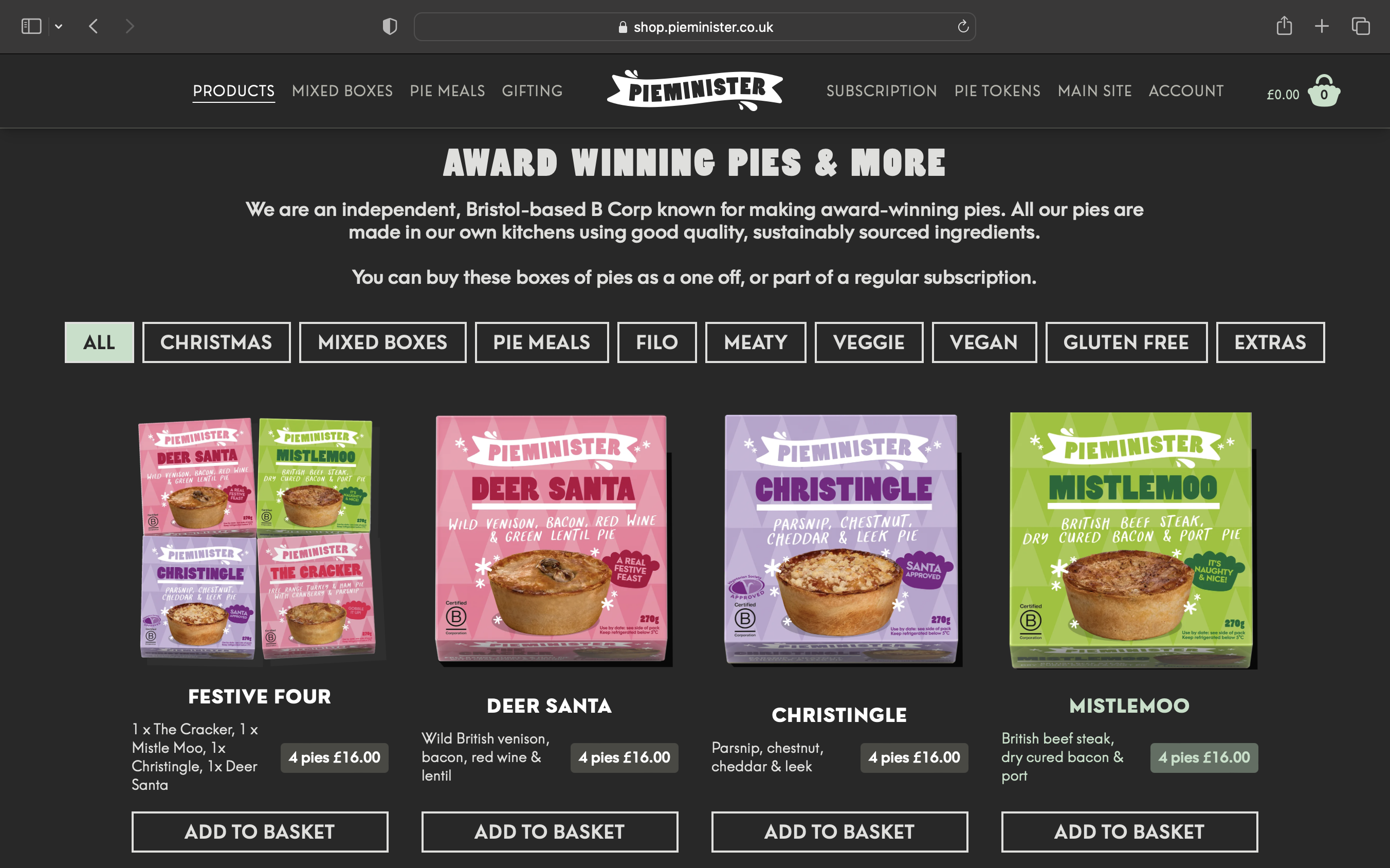 Pieminister screenshot